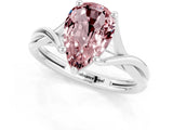White gold Pear Cut Morganite Solitaire Twist Band Prong Setting Ring_37
