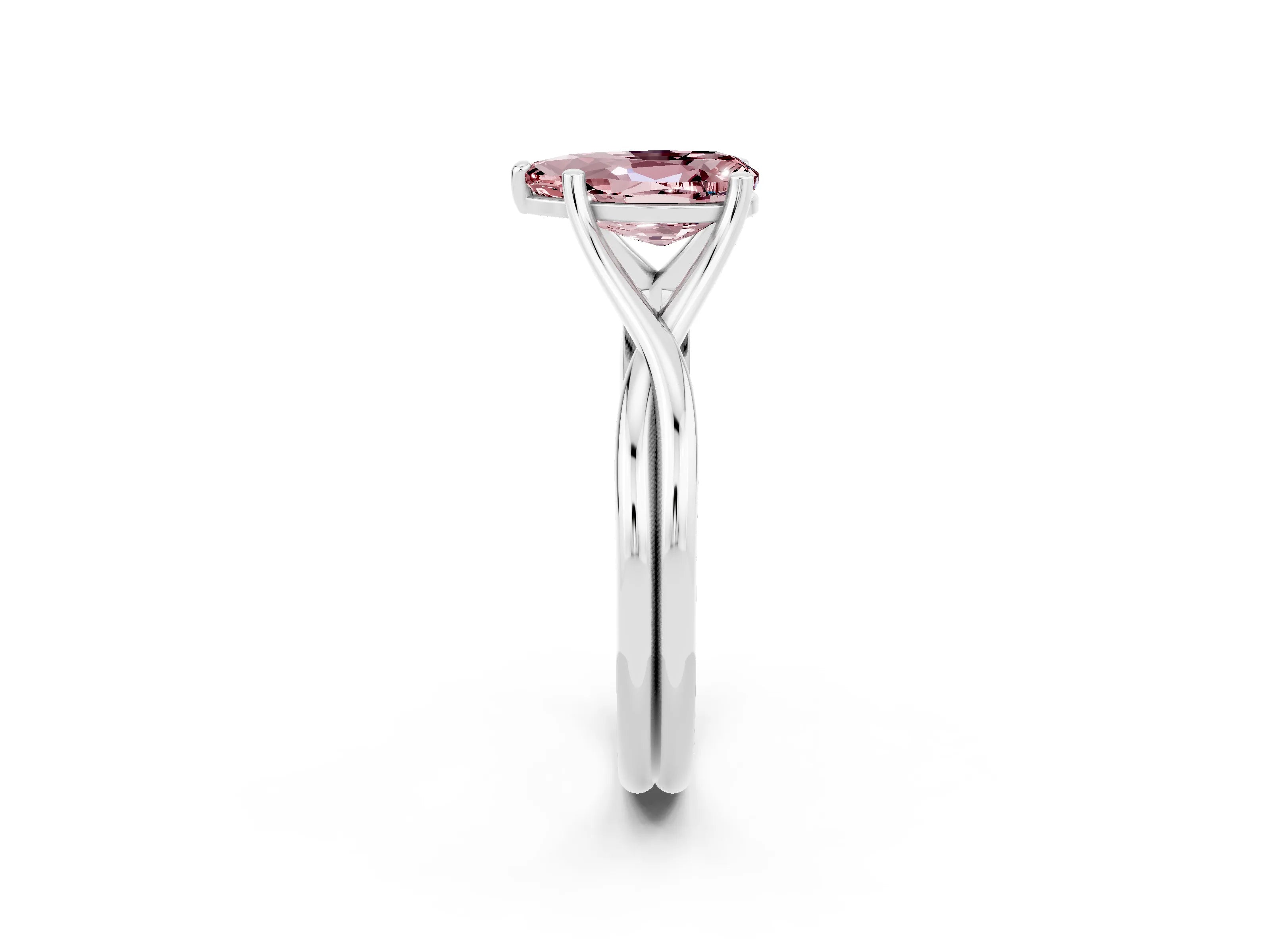 White gold Pear Cut Morganite Solitaire Twist Band Prong Setting Ring_38