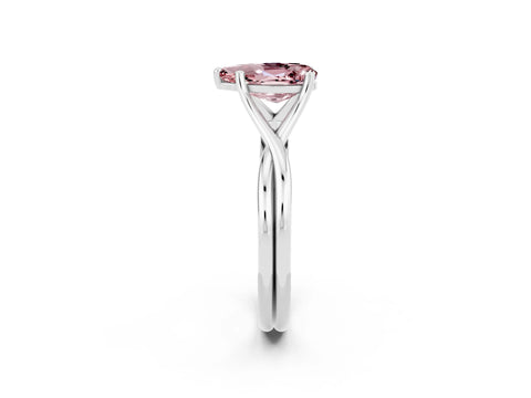 White gold Pear Cut Morganite Solitaire Twist Band Prong Setting Ring_38