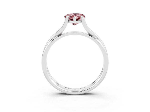 Platinum Pear Cut Morganite Solitaire Twist Band Prong Setting Ring