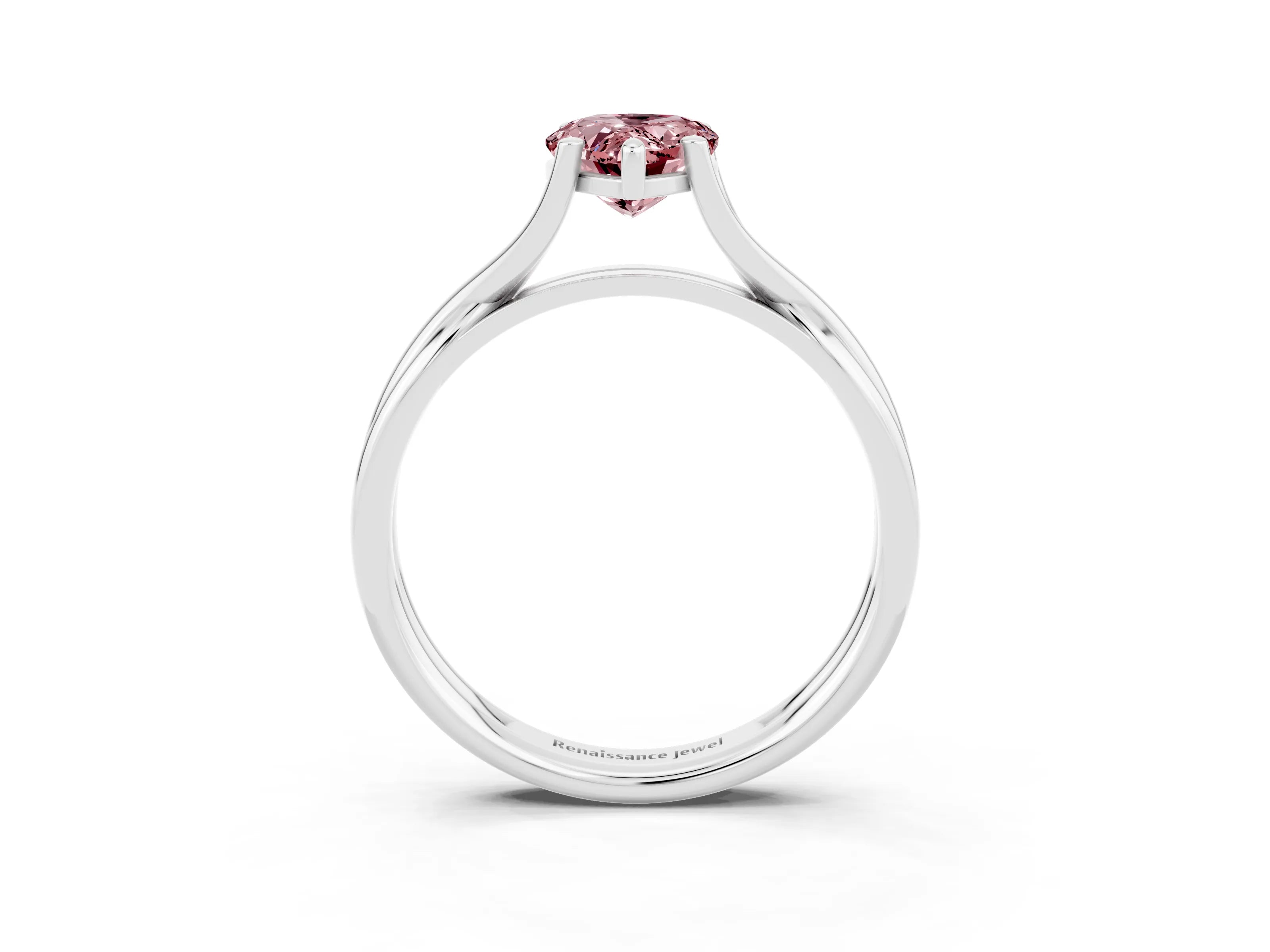 White gold Pear Cut Morganite Solitaire Twist Band Prong Setting Ring_39
