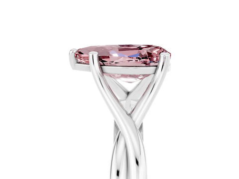 White gold Pear Cut Morganite Solitaire Twist Band Prong Setting Ring_41