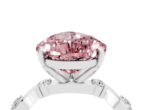 White gold Pear Cut Morganite Solitaire Twisted Band with Round  Accents and Prong Setting_16