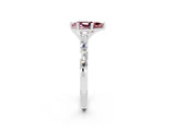 White gold Pear Cut Morganite Solitaire with Side Baguettes and Channel Set Band_2
