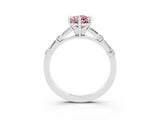 White gold Pear Cut Morganite Solitaire with Side Baguettes and Channel Set Band_3