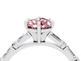White gold Pear Cut Morganite Solitaire with Side Baguettes and Channel Set Band_4