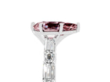 White gold Pear Cut Morganite Solitaire with Side Baguettes and Channel Set Band_5