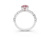 White gold Pear Cut Morganite Solitaire with Side Stones, Pave Band, Four-Prong Setting_39