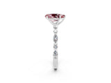 White gold Pear Cut Morganite Solitaire with Side Stones on a Pavé Band and Four-Prong Setting_2
