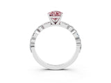 White gold Pear Cut Morganite Solitaire with Side Stones on a Pavé Band and Four-Prong Setting_3