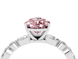 White gold Pear Cut Morganite Solitaire with Side Stones on a Pavé Band and Four-Prong Setting_4