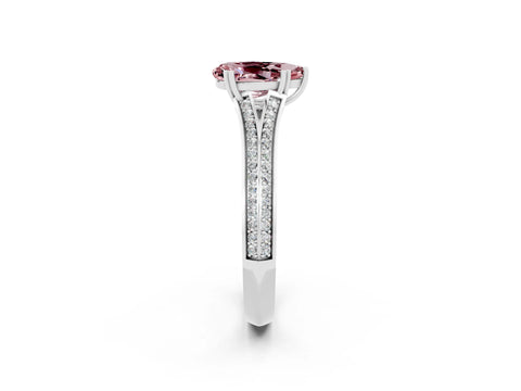 White gold Pear Cut Morganite Split Shank Engagement Ring with Pavé Band_2