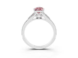 White gold Pear Cut Morganite Split Shank Engagement Ring with Pavé Band_3