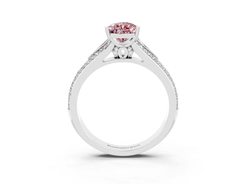 White gold Pear Cut Morganite Split Shank Engagement Ring with Pavé Band_3