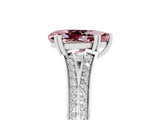 White gold Pear Cut Morganite Split Shank Engagement Ring with Pavé Band_5