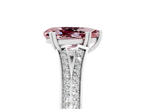 White gold Pear Cut Morganite Split Shank Engagement Ring with Pavé Band_5
