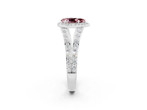 White gold Pear Cut Morganite Split Shank Halo Ring with Four-Prong Setting_14