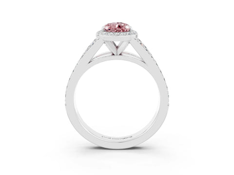 White gold Pear Cut Morganite Split Shank Halo Ring with Four-Prong Setting_15