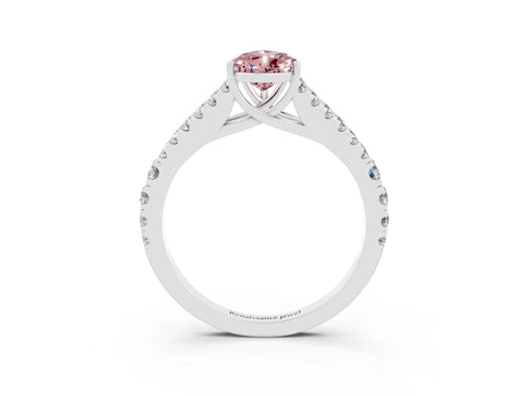 White gold Pear Cut Morganite Split Shank Pavé Engagement Ring with Four-Prong Setting_15