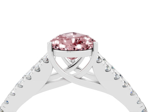 White gold Pear Cut Morganite Split Shank Pavé Engagement Ring with Four-Prong Setting_16