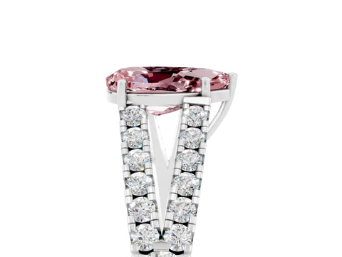 White gold Pear Cut Morganite Split Shank Pavé Engagement Ring with Four-Prong Setting_17