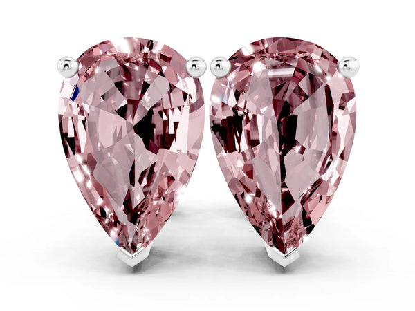 Platinum Pear Cut Morganite Stud Earrings