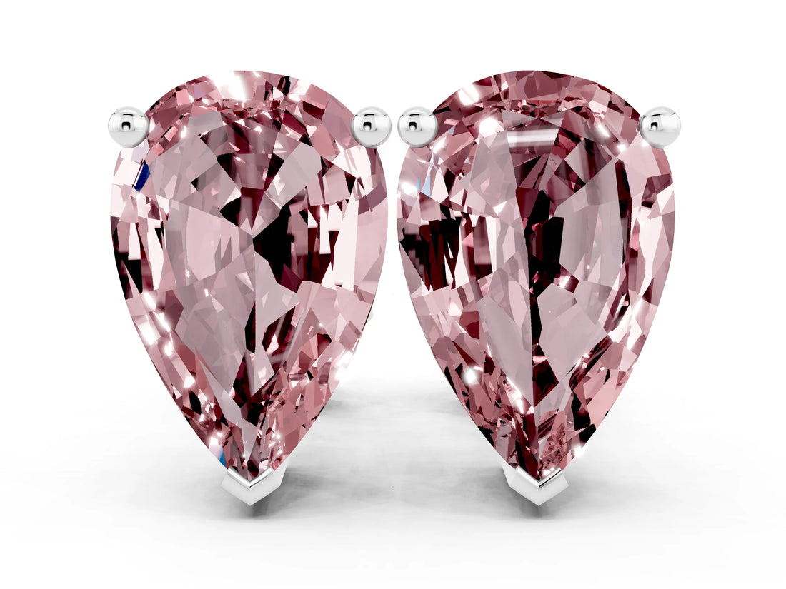 White gold Pear Cut Morganite Stud Earrings_18