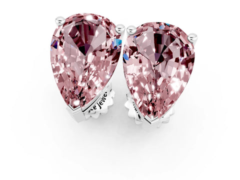 White gold Pear Cut Morganite Stud Earrings_19
