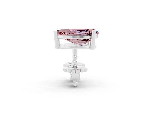 Silver Pear Cut Morganite Stud Earrings