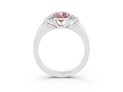 White gold Pear Cut Morganite Three-Stone Ring with Four-Prong Setting and Classic Band_3
