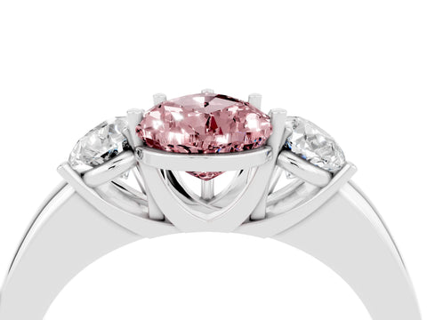White gold Pear Cut Morganite Three-Stone Ring with Four-Prong Setting and Classic Band_4