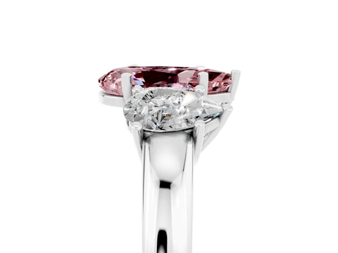 White gold Pear Cut Morganite Three-Stone Ring with Four-Prong Setting and Classic Band_5