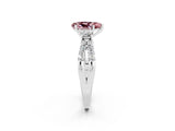 White gold Pear Cut Morganite Three-Stone Ring with Pavé Split Shank and Four-Prong Setting_14