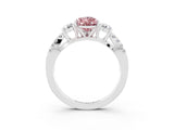 White gold Pear Cut Morganite Three-Stone Ring with Pavé Split Shank and Four-Prong Setting_15