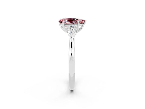 White gold Pear Cut Morganite Three-Stone Ring with Pear Side Stones and Four-Prong Setting_35