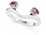White gold Pear Cut Morganite Two-Stone Open Band Ring with Prong Setting_7