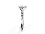 White gold Pear Cut Pavé Band Solitaire Ring with Four-Prong Setting_297