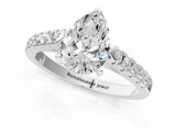 White gold Pear Cut Pavé Band Solitaire Ring with Four-Prong Setting_298