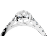 White gold Pear Cut Pavé Band Solitaire Ring with Four-Prong Setting_300