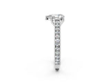 White gold Pear Cut Pave Band Milgrain Solitaire Ring_8