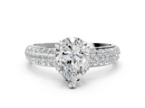 White gold Pear Cut Pave Diamond Engagement Ring with Channel Set Band and Four-Prong Setting_24