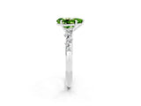 White gold Pear Cut Peridot Cluster Side Stone Solitaire Ring with Prong Setting_26