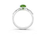 White gold Pear Cut Peridot Cluster Side Stone Solitaire Ring with Prong Setting_27