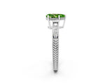 White gold Pear Cut Peridot Engagement Ring with Milgrain Channel Set Band and Prong Setting_2