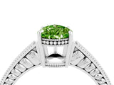 White gold Pear Cut Peridot Engagement Ring with Milgrain Channel Set Band and Prong Setting_4