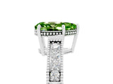 White gold Pear Cut Peridot Engagement Ring with Milgrain Channel Set Band and Prong Setting_5