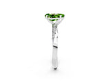 White gold Pear Cut Peridot Engagement Ring with Side Stone Accents and Four-Prong Setting_29