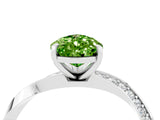 White gold Pear Cut Peridot Engagement Ring with Side Stone Accents and Four-Prong Setting_31