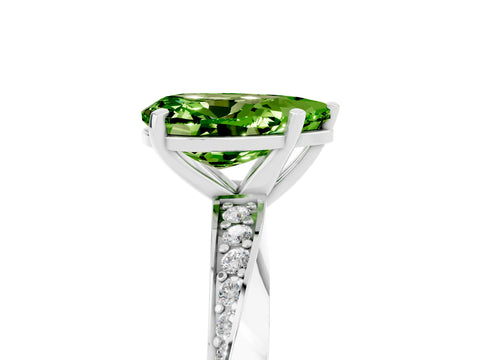 White gold Pear Cut Peridot Engagement Ring with Side Stone Accents and Four-Prong Setting_32