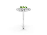 White gold Pear Cut Peridot Floral Double Halo Engagement Ring with Prong Setting_14